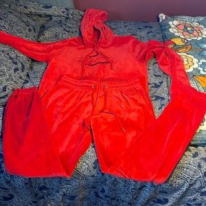 Dickies, red velour, joggers, set size medium